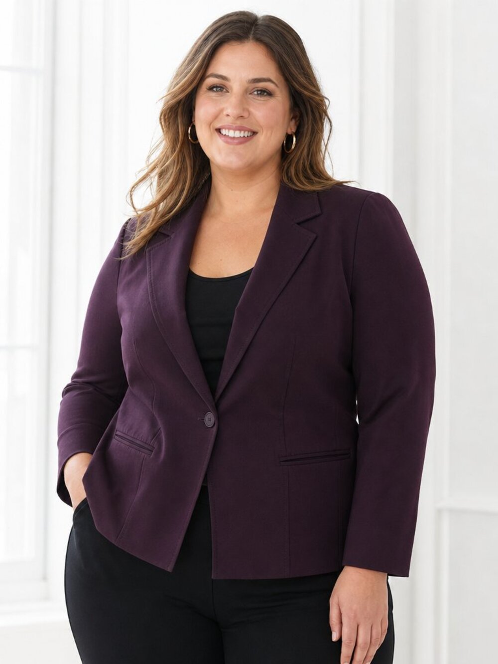 Lane Bryant Dark Purple Blazer – Size 24 W – Classic Notch Lapel